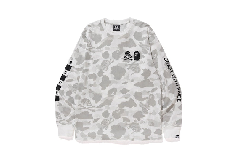BAPE x Neighborhood Camo Long Sleeve Tee White