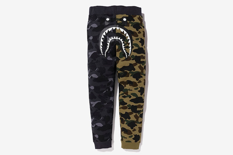 BAPE x Neighborhood Split Camo Shark Sweatpants Black/Green