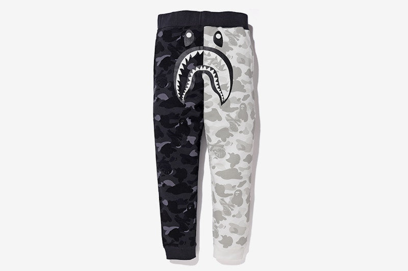 BAPE x Neighborhood Split Camo Shark Sweatpants Black/White