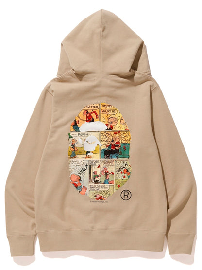 BAPE x Popeye Comic Full Zip Hoodie Beige