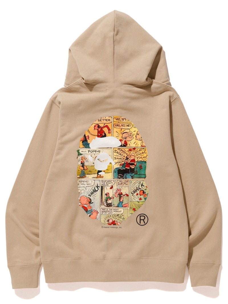 BAPE x Popeye Comic Full Zip Hoodie Beige