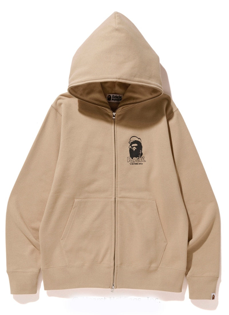 BAPE x Popeye Comic Full Zip Hoodie Beige