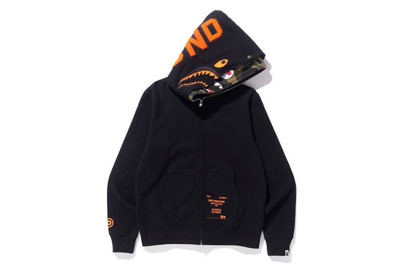 BAPE x Undefeated Double Shark Full Zip Hoodie Black
