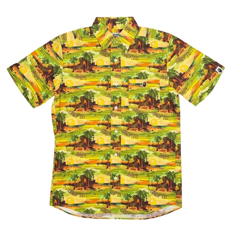 BAPE x Undefeated Island Woven Shirt Green