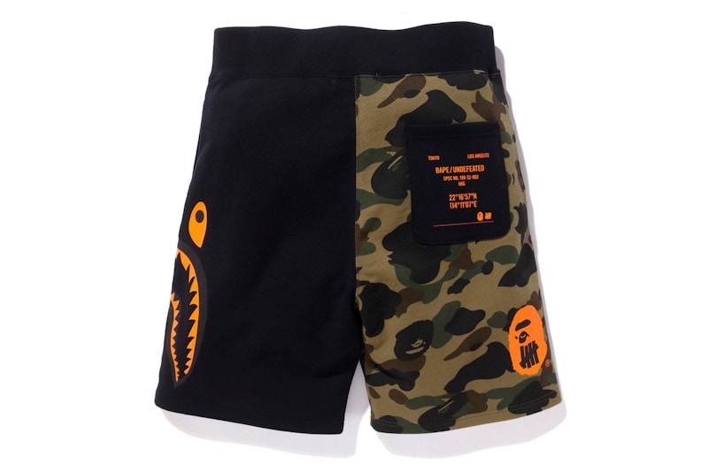 BAPE x Undefeated Split Shark Sweat Shorts Black