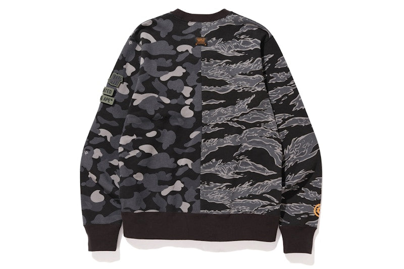 BAPE x Undefeated Tiger Shark Half Crewneck Black