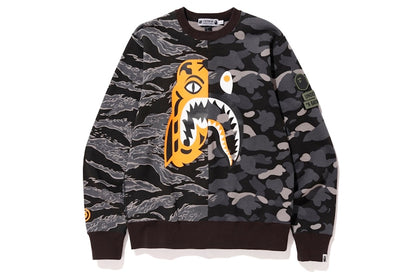 BAPE x Undefeated Tiger Shark Half Crewneck Black