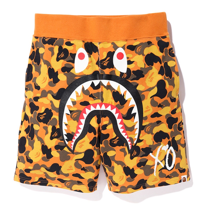 BAPE x XO Shark Sweat Shorts Orange
