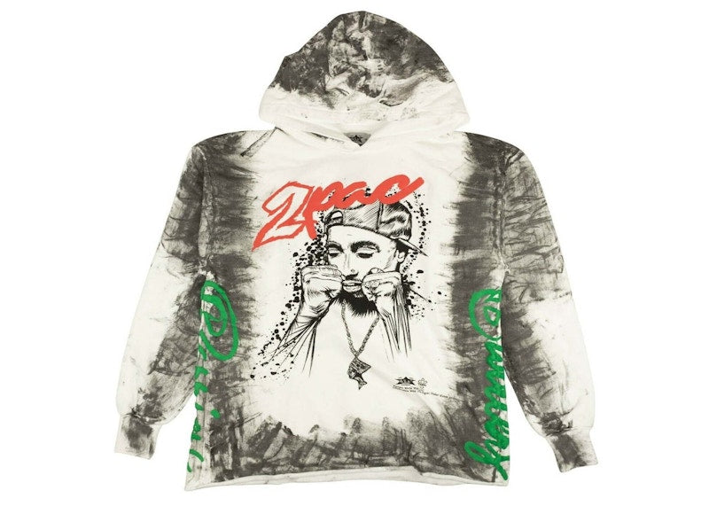 Barriers 2Pac Hoodie Sweatshirt White/Red/Green