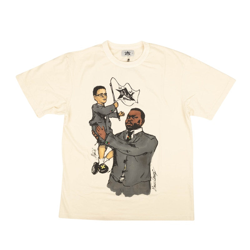 Barriers Marcus Garvey Malcolm X T-shirt Cream