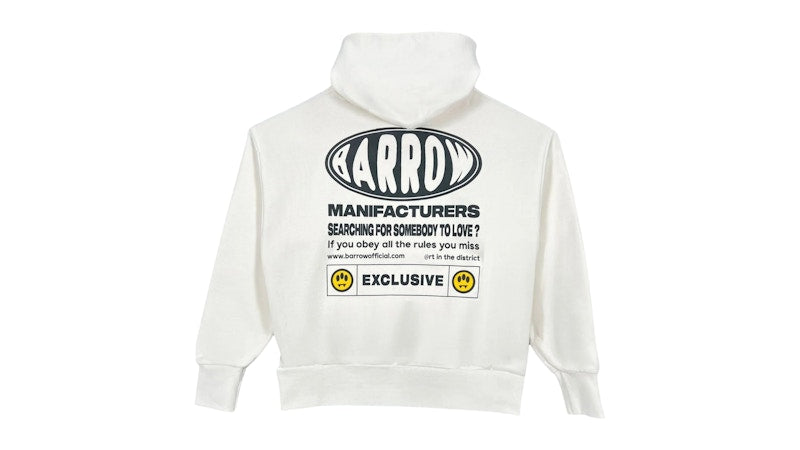 Barrow Logo Print Hoodie Cream