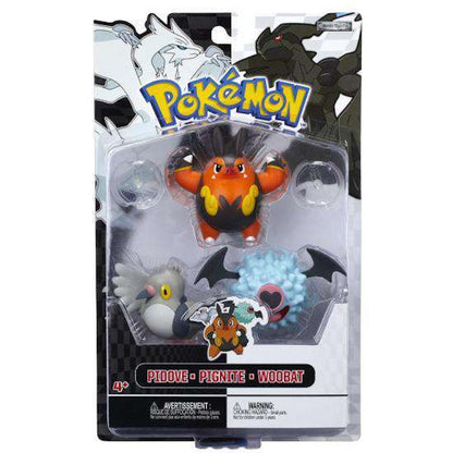 Basic Fun Pokemon Series 3 Basic Pignite, Woobat & Pidove Figure (Set of 3)