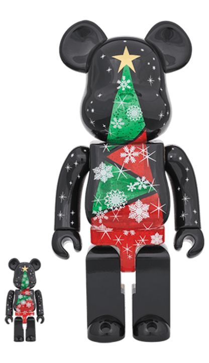 Bearbrick 2017 Xmas Stained-Glass Tree Ver. 2 100% & 400% Set Black