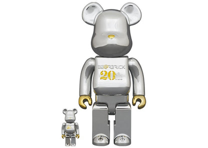 Bearbrick 20th Anniversary 100% & 400% Set Gold & Silver Chrome Ver.