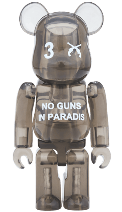 Bearbrick 3. Paradis x Roarguns 100% & 400% Set Clear Black