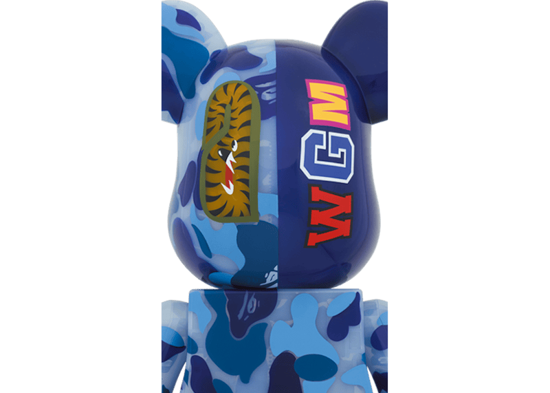 Bearbrick x BAPE ABC Camo Shark 1000% Clear Blue