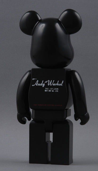 Bearbrick Andy Warhol by Hysteric Glamour 50% & 400% Set Black