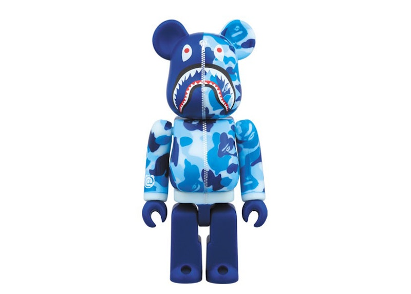 Bearbrick BAPE Camo Shark Hoodie 10th Anniversary 100% Blue