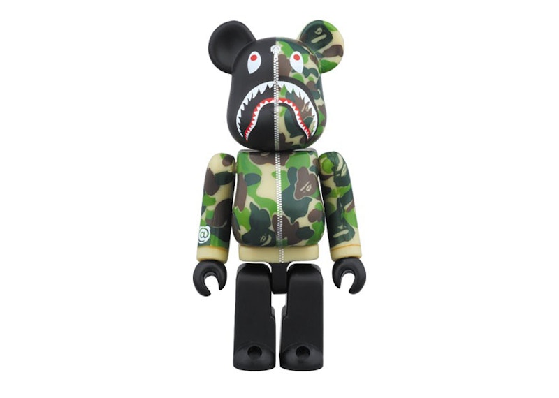 Bearbrick BAPE Camo Shark Hoodie 10th Anniversary 100% Green
