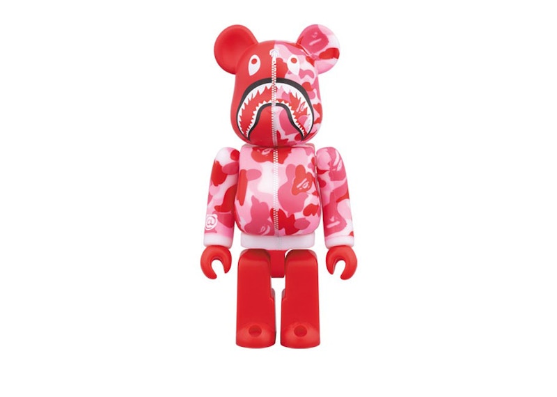 Bearbrick BAPE Camo Shark Hoodie 10th Anniversary 100% Red
