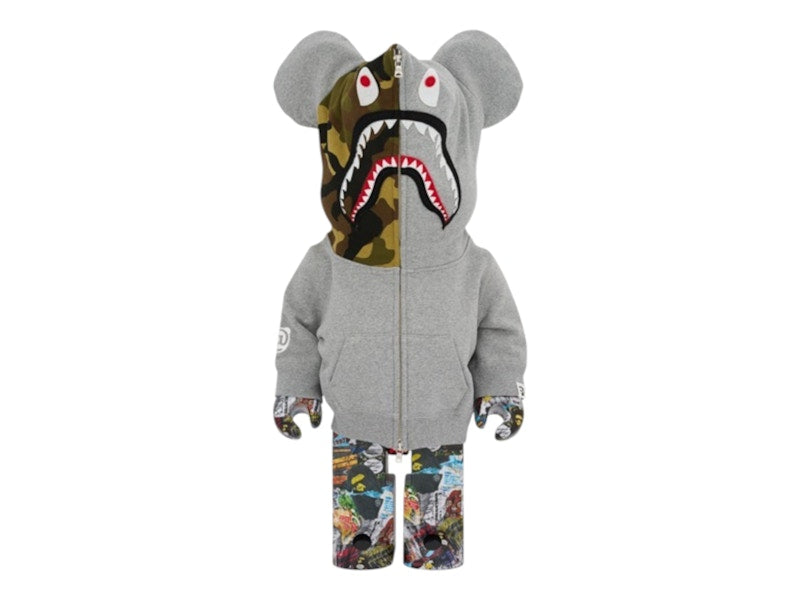 Bearbrick Bape(R) Legacy Camo Shark 1000% Grey