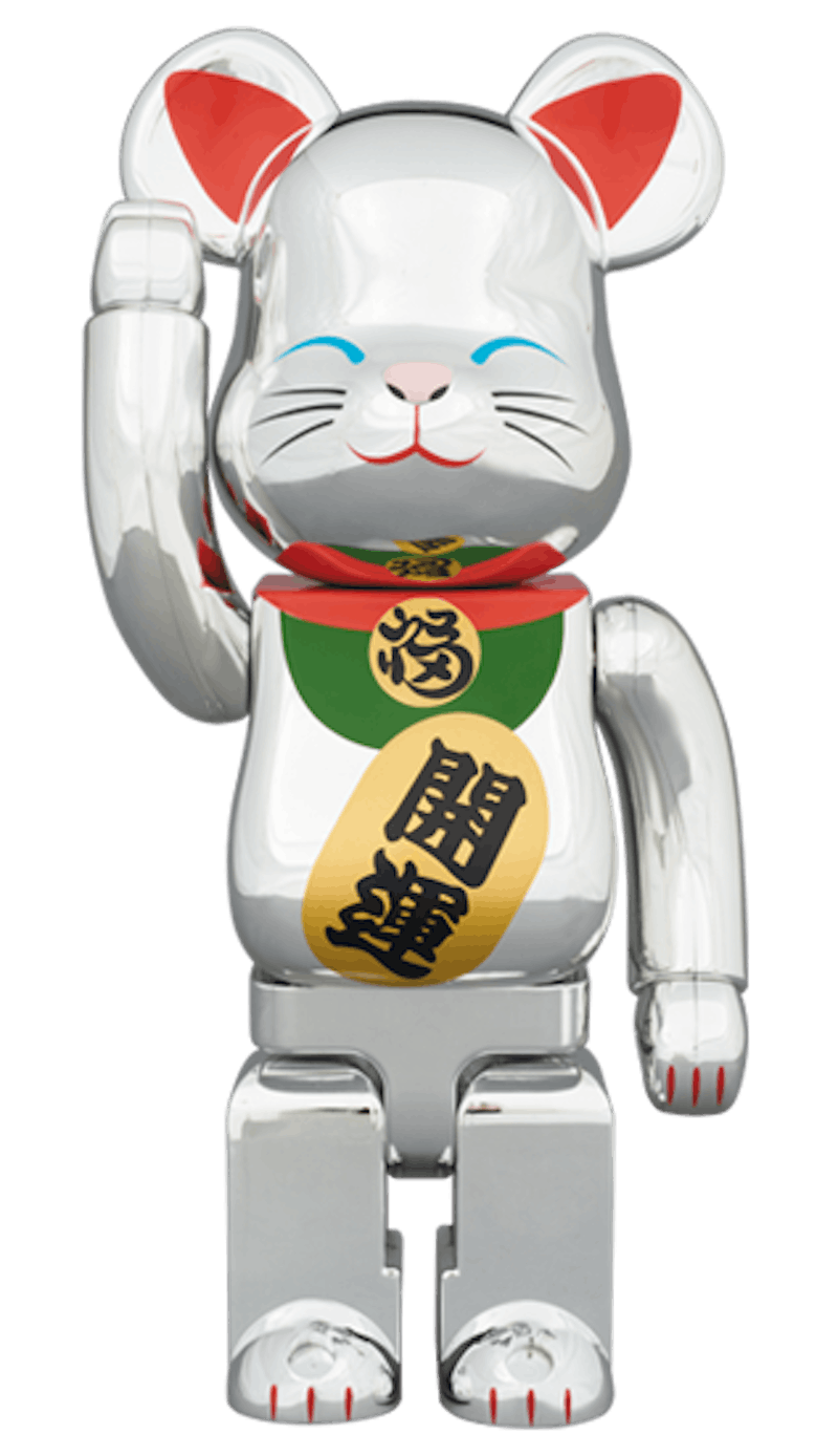 Bearbrick Beckoning Cat 400% Chrome Plating