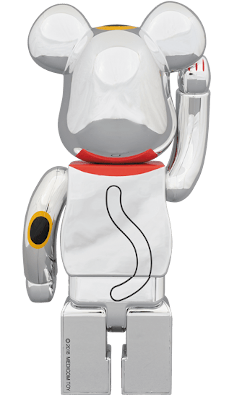 Bearbrick Beckoning Cat Chrome Plated Gauze 400% Chrome