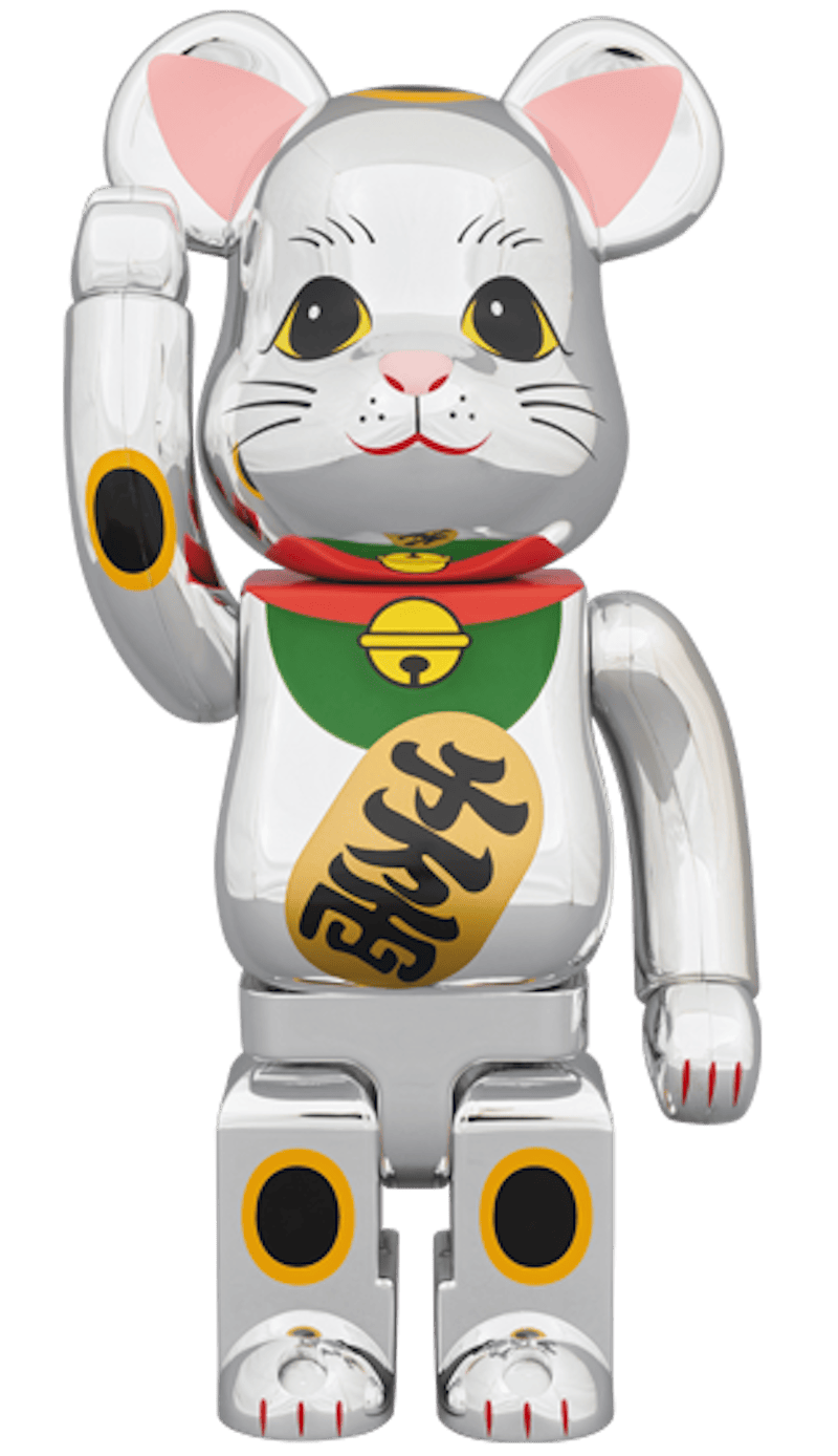 Bearbrick Beckoning Cat Chrome Plated Gauze 400% Chrome