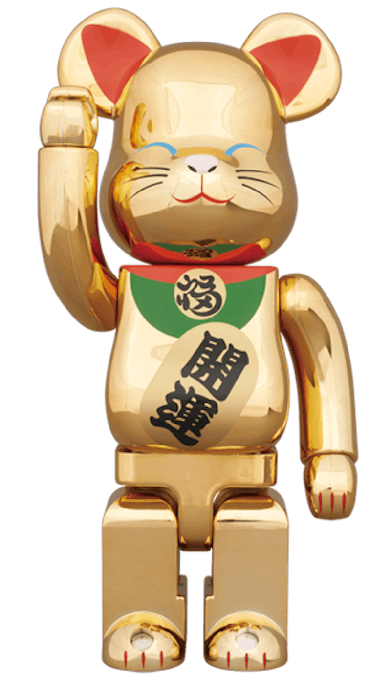 Bearbrick Beckoning Cat Gilded 400% Gold
