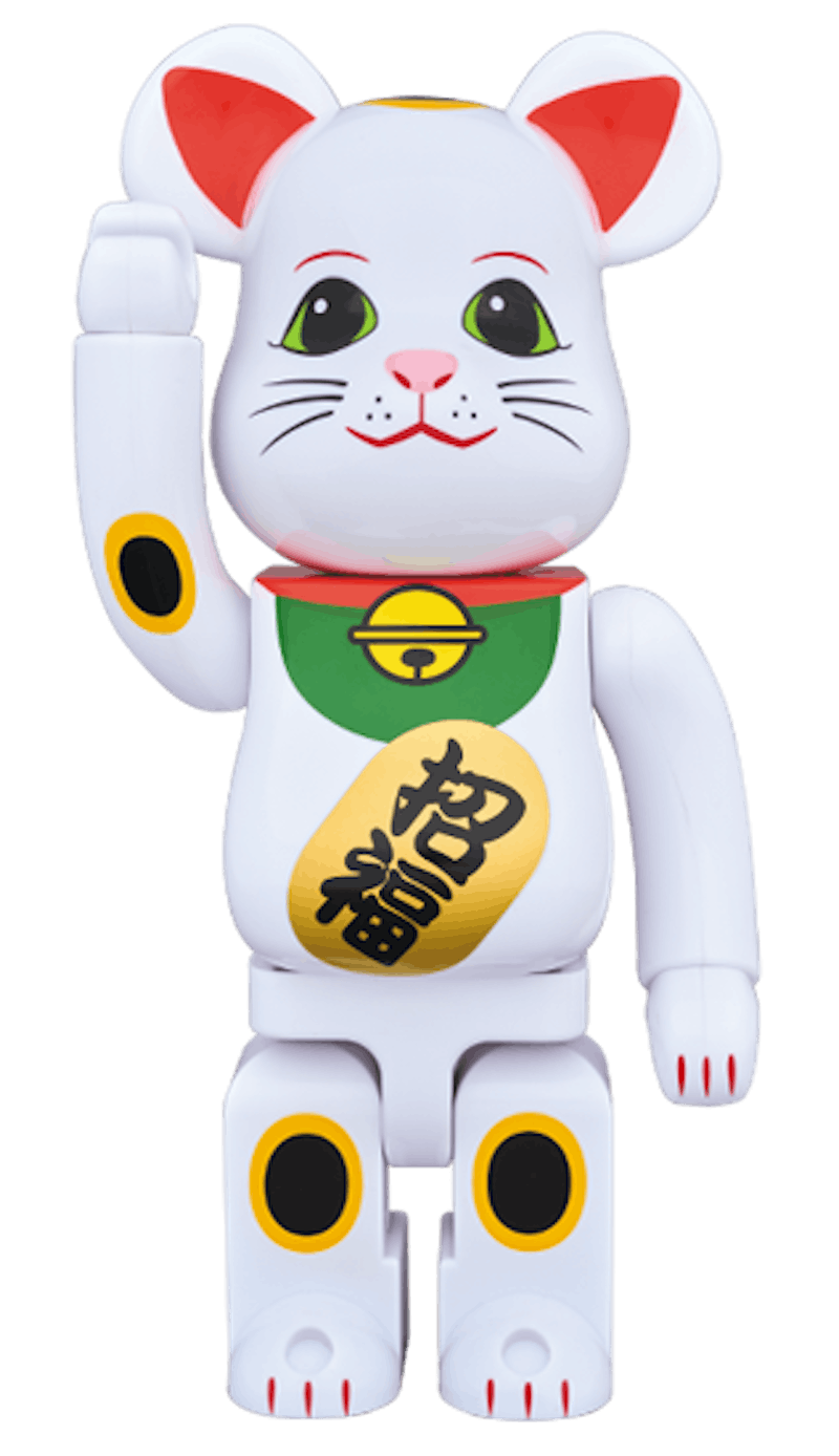 Bearbrick Beckoning Cat Invitation 400% White