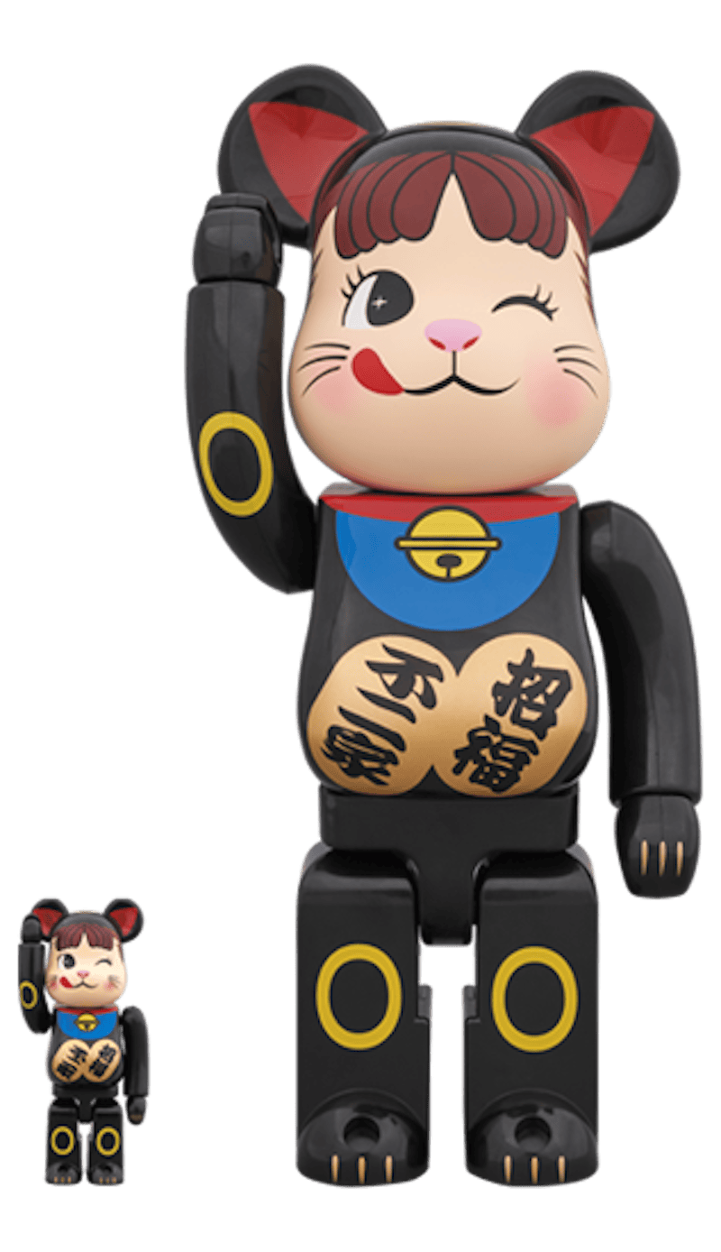Bearbrick Beckoning Cat Peko Chan 100% & 400% Set Black