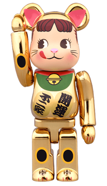 Bearbrick Beckoning Cat Peko Chan Gold Plated 100% & 400% Set Gold