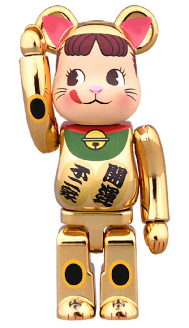 Bearbrick Beckoning Cat Peko Chan Gold Plated 100% & 400% Set Gold