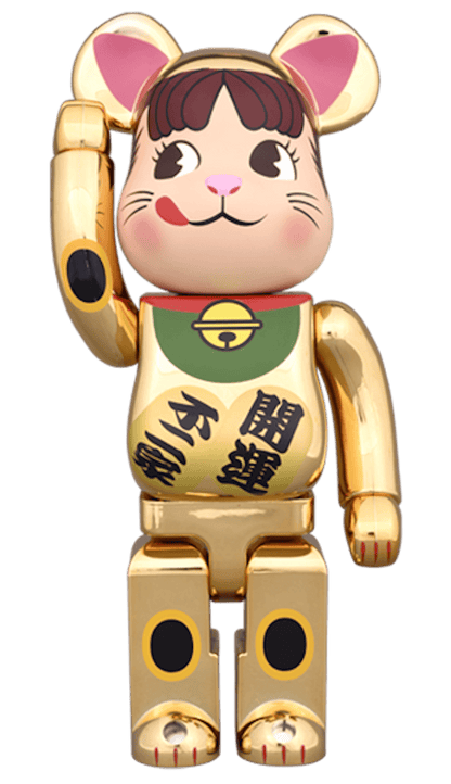 Bearbrick Beckoning Cat Peko Chan Gold Plated 100% & 400% Set Gold