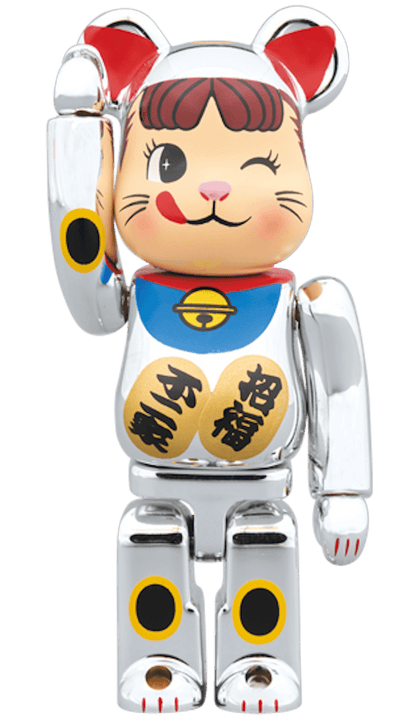 Bearbrick Beckoning Cat Peko Chan Silver Plating 100% & 400% Set Silver