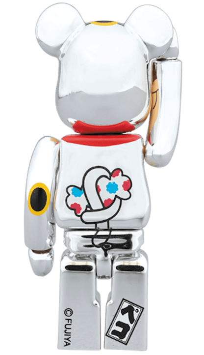 Bearbrick Beckoning Cat Peko Chan Silver Plating 100% & 400% Set Silver