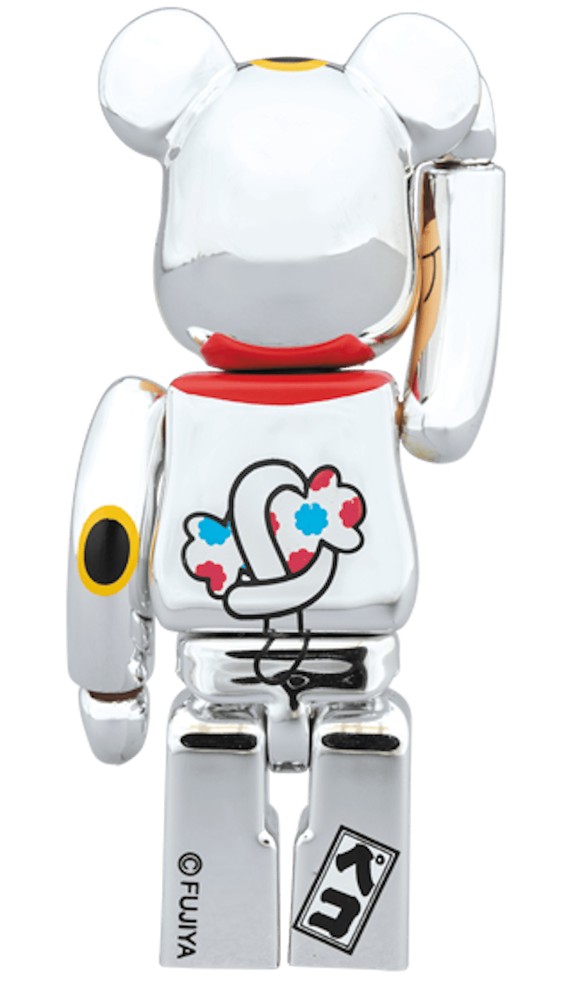 Bearbrick Beckoning Cat Peko Chan Silver Plating 100% & 400% Set Silver