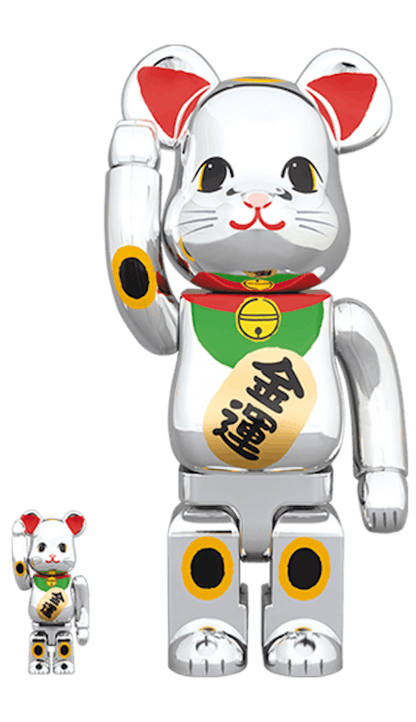 Bearbrick Beckoning Cat Silver Plated Fortune 100% & 400% Set
