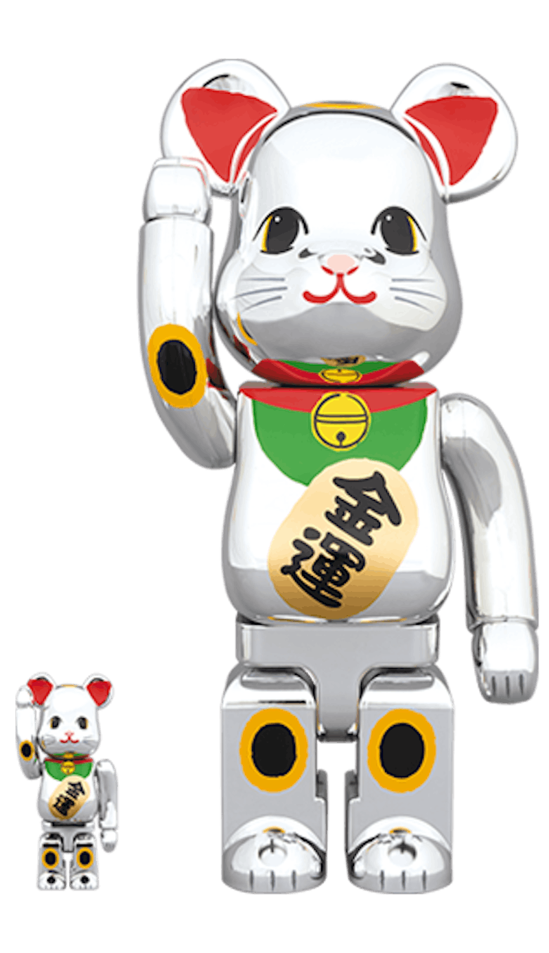 Bearbrick Beckoning Cat Silver Plated Fortune 100% & 400% Set