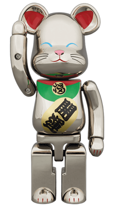 Bearbrick Chogokin Maneki Neko 200% Silver Plated