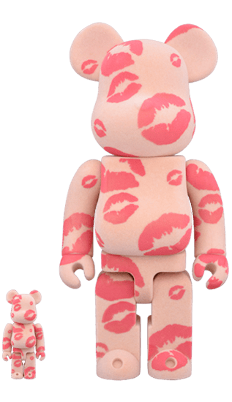 Bearbrick Collecte De Zikzin You Kissed My Heart 100% & 400% Set Beige