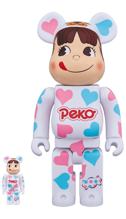 Bearbrick Costume Peko-chan Heart 100% & 400% Set White