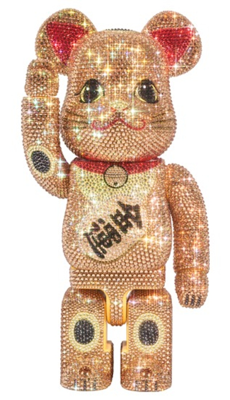 Bearbrick Crystal Decorate Lucky Cat Gold Money Luck 400%