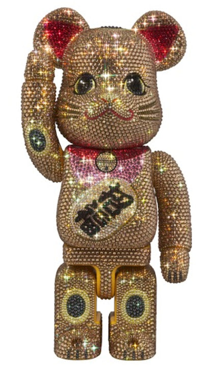 Bearbrick Crystal Decorate Lucky Cat Lucky Gold 400%