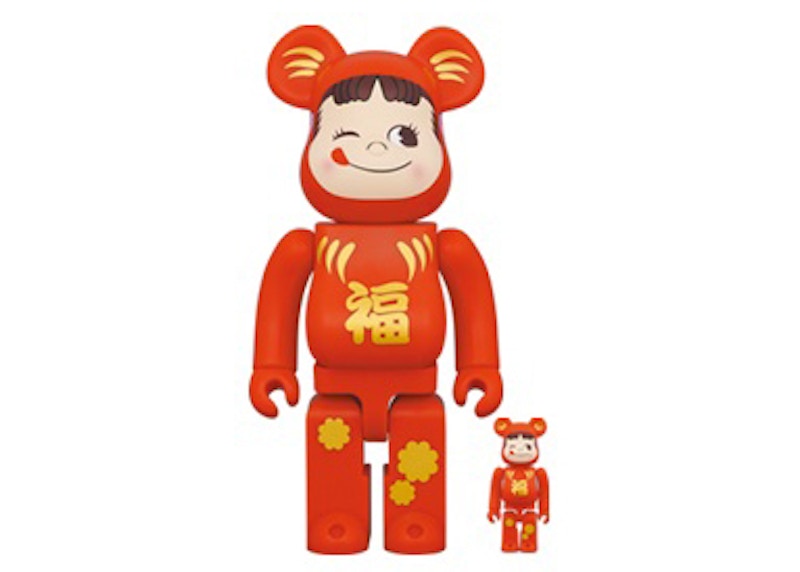Bearbrick Daruma Peko-chan 100% & 400% Set Red