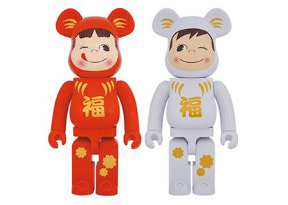 Bearbrick Daruma Peko-chan & Poco-chan 1000% Set Red/White