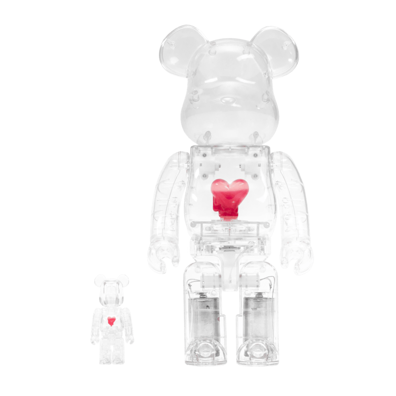 Bearbrick Emotionally Unavailable Heart 100% & 400% Set Clear