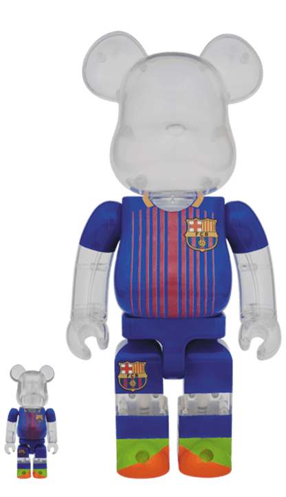 Bearbrick FC Barcelona 100% & 400% Set Clear/Navy