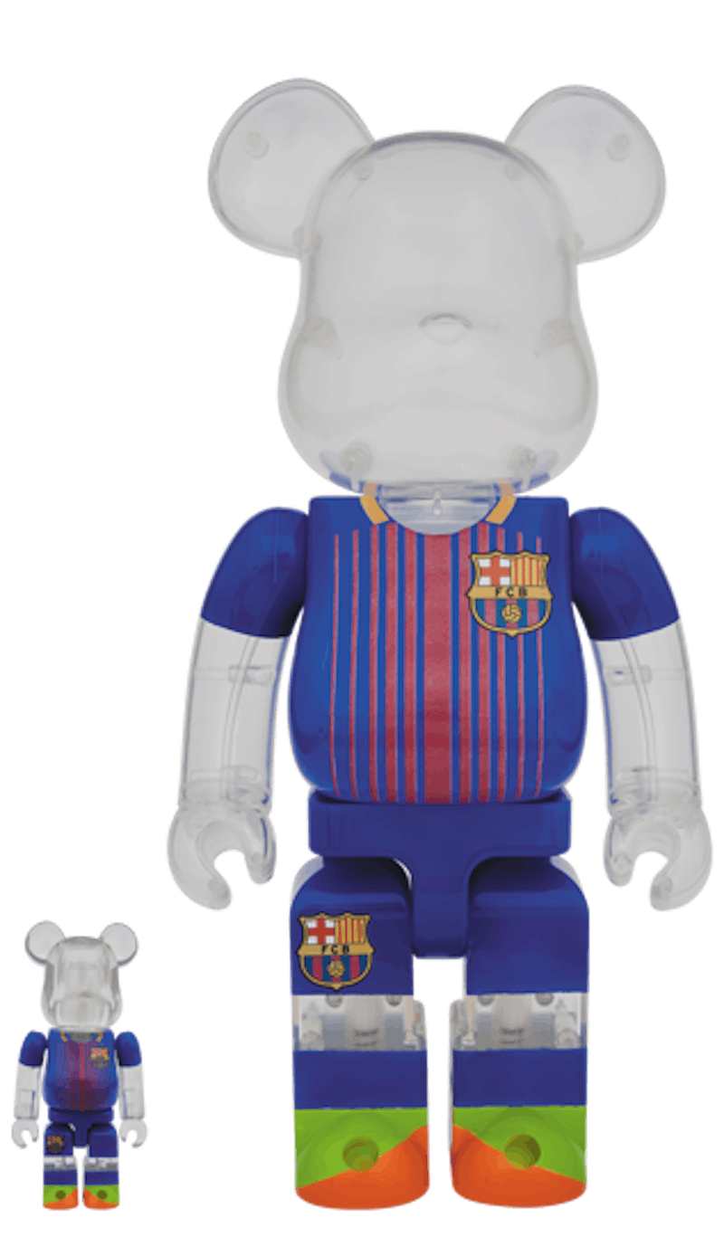 Bearbrick FC Barcelona 100% & 400% Set Clear/Navy