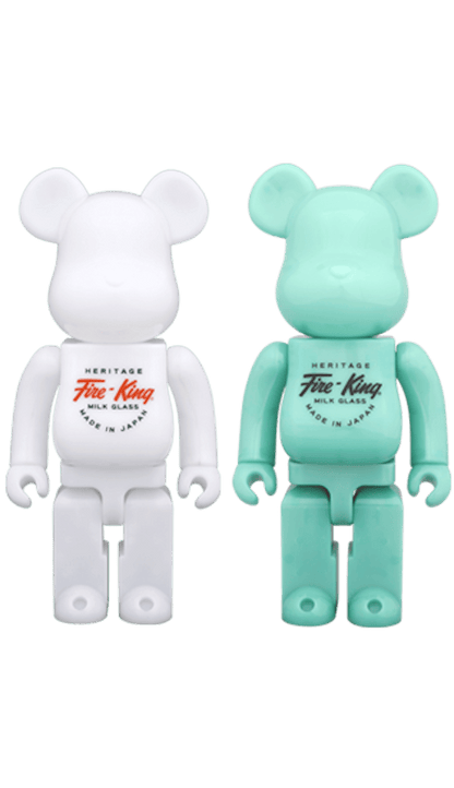 Bearbrick Fire King (2 Pack) 400% White/ Jade